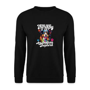 Australian Shepherd Pop Art & Dog Lover & Splash - Unisex Sweatshirt - black - Front - Alina (178cm) & Michal (187cm)
