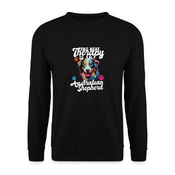 Australian Shepherd Pop Art & Dog Lover & Splash - Unisex Sweatshirt - black - Front - Alina (178cm) & Michal (187cm)