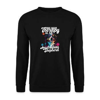 Australian Shepherd Pop Art & Dog Lover & Splash - Unisex Sweatshirt - black - Front - Alina (178cm) & Michal (187cm)