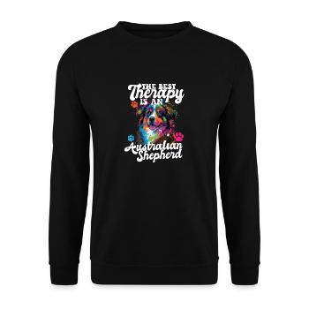 Australian Shepherd Pop Art & Dog Lover & Splash - Unisex Sweatshirt - black - Front - Alina (178cm) & Michal (187cm)