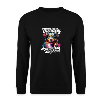 Australian Shepherd Pop Art & Dog Lover & Splash - Unisex Sweatshirt - black - Front - Alina (178cm) & Michal (187cm)