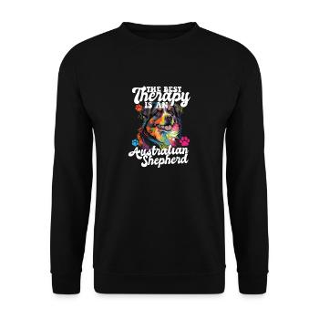 Australian Shepherd Pop Art & Dog Lover & Splash - Unisex Sweatshirt - black - Front - Alina (178cm) & Michal (187cm)