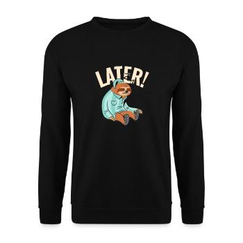 Later / lazy / funny / animal / sloth - Sweat-shirt Unisexe - noir - Devant - Alina (178cm) & Michal (187cm)