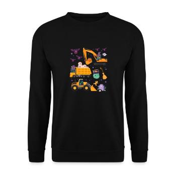 Creepy Halloween excavator with witch hat - Unisex Sweatshirt - black - Front - Alina (178cm) & Michal (187cm)