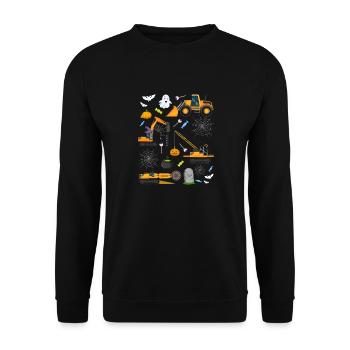 Creepy Halloween excavator with witch hat - Unisex Sweatshirt - black - Front - Alina (178cm) & Michal (187cm)