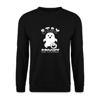 Bleib Gruselig Den Geist Von Halloween - Unisex Pullover - Schwarz - Vorne - Alina (178cm) & Michal (187cm)