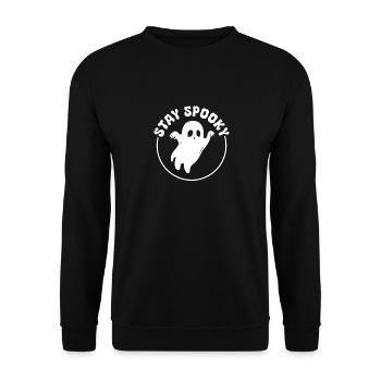 Bleib Gruselig Den Geist Von Halloween - Unisex Pullover - Schwarz - Vorne - Alina (178cm) & Michal (187cm)