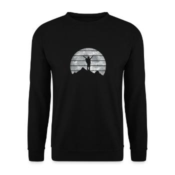 Funny Hike Outdoor Camping Backpack - Unisex Sweatshirt - black - Front - Alina (178cm) & Michal (187cm)