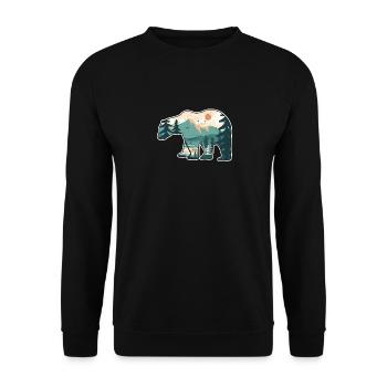 Wandern Berge Wildlife Natur Tier Bär Outdoor Wald - Unisex Pullover - Schwarz - Vorne - Alina (178cm) & Michal (187cm)