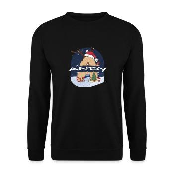 Fantastischer Andy-Name mit Weihnachtsmütze im Weihnachtsthema - Unisex Pullover - Schwarz - Vorne - Alina (178cm) & Michal (187cm)