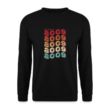Vintage 2009 Geschenke Legende für 14 Jahre - 14. - Unisex Pullover - Schwarz - Vorne - Alina (178cm) & Michal (187cm)