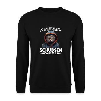Gerne was mit Menschen machen schubsen wäre toll - Unisex Pullover - Schwarz - Vorne - Alina (178cm) & Michal (187cm)