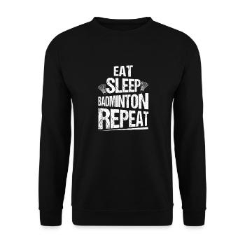Eat Sleep Badminton Repeat Player Court - Unisex Pullover - Schwarz - Vorne - Alina (178cm) & Michal (187cm)