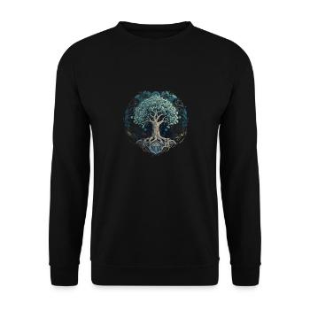Tree of Life Yggdrasil Viking Midgard Thor - Unisex Sweatshirt - black - Front - Alina (178cm) & Michal (187cm)