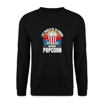 Vintage Life Would Be So Boring Without Popcorn Re - Unisex Pullover - Schwarz - Vorne - Alina (178cm) & Michal (187cm)