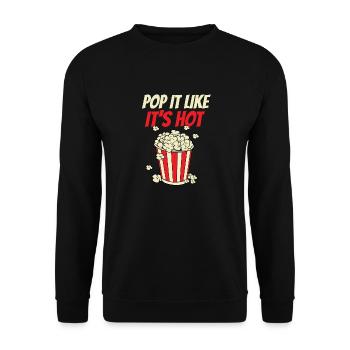 Funny Pop It Like It's Hot Movie Night Popcorn Ent - Unisex Pullover - Schwarz - Vorne - Alina (178cm) & Michal (187cm)