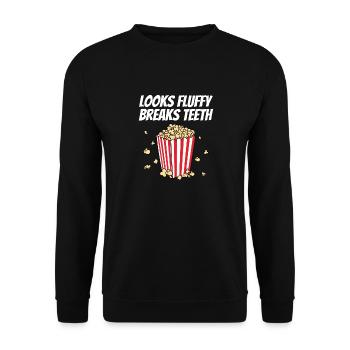 Popcorn Lover Movie Night Funny Looks Fluffy Break - Unisex Sweatshirt - black - Front - Alina (178cm) & Michal (187cm)