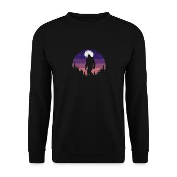 Bigfoot Wandern Wald Mond Nachthimmel Sasquatch - Unisex Pullover - Schwarz - Vorne - Alina (178cm) & Michal (187cm)