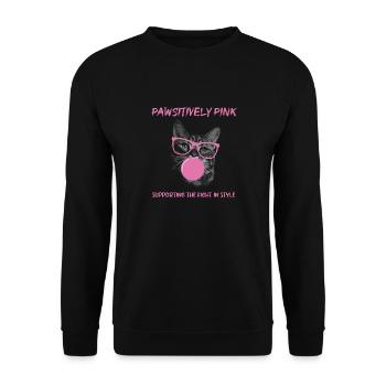 Pawsitively Pink: Den Kampf mit Stil unterstützen - Unisex Pullover - Schwarz - Vorne - Alina (178cm) & Michal (187cm)
