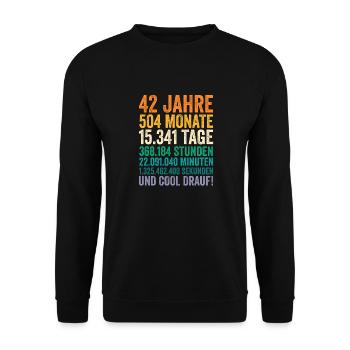 42 Jahre Zweiundvierzigster Geburtstag - Unisex Pullover - Schwarz - Vorne - Alina (178cm) & Michal (187cm)
