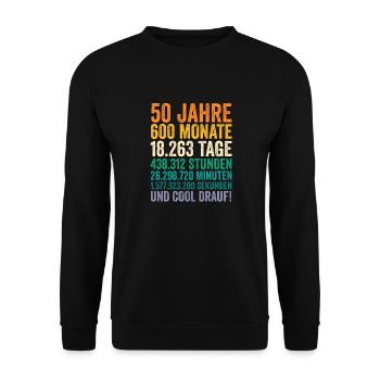 50 Jahre Fünfundvierzigster Geburtstag - Unisex Pullover - Schwarz - Vorne - Alina (178cm) & Michal (187cm)