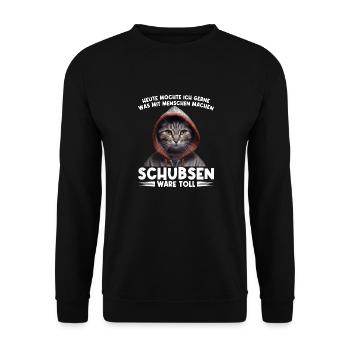 Gerne was mit Menschen machen schubsen wäre toll - Unisex Pullover - Schwarz - Vorne - Alina (178cm) & Michal (187cm)