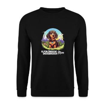 Alpenländische Dachsbracke - Unisex Pullover - Schwarz - Vorne - Alina (178cm) & Michal (187cm)