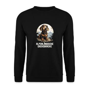 Alpenländische Dachsbracke - Unisex Pullover - Schwarz - Vorne - Alina (178cm) & Michal (187cm)