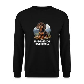 Alpenländische Dachsbracke - Unisex Pullover - Schwarz - Vorne - Alina (178cm) & Michal (187cm)