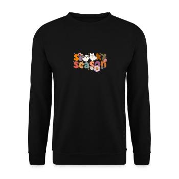 Spooky Season Floral Ghost Groovy Halloween - Unisex Pullover - Schwarz - Vorne - Alina (178cm) & Michal (187cm)