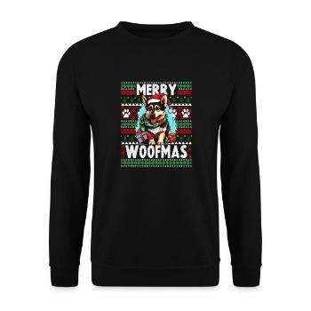 Funny German Shepherd Dog Christmas Design - Merry - Unisex Sweatshirt - black - Front - Alina (178cm) & Michal (187cm)