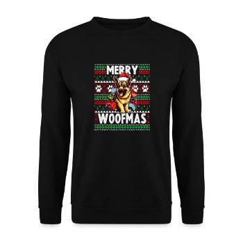 Pull de Noël moche Berger Allemand - Chien C - Sweat-shirt Unisexe - noir - Devant - Alina (178cm) & Michal (187cm)