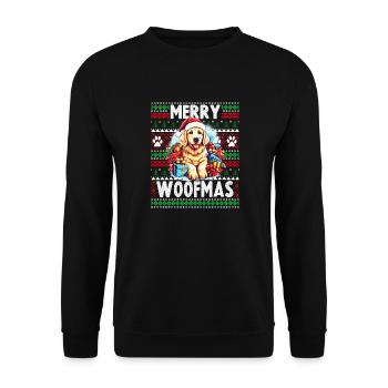 Funny Golden Retriever Dog Christmas Design - Merr - Unisex Sweatshirt - black - Front - Alina (178cm) & Michal (187cm)