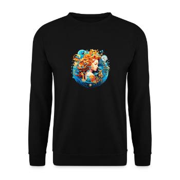 Wear Your Astrology Zodiac Sign with Pride: Aquari - Unisex Sweatshirt - black - Front - Alina (178cm) & Michal (187cm)