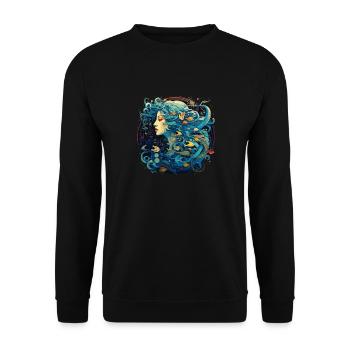Cool Zodiac Sign Aquarius Design for Women and Men - Unisex Sweatshirt - black - Front - Alina (178cm) & Michal (187cm)