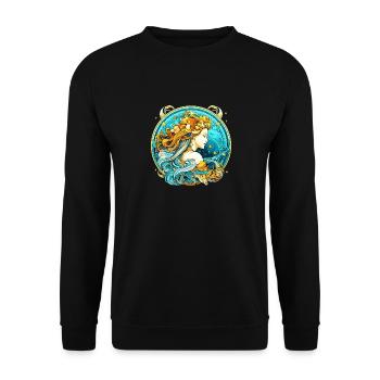 Wassermann Astrologie Sternzeichen Design - Cool Aquarius - Unisex Pullover - Schwarz - Vorne - Alina (178cm) & Michal (187cm)