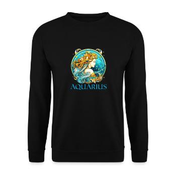 Horoscope Zodiac Graphic - Zodiac Sign Aquarius - Unisex Sweatshirt - black - Front - Alina (178cm) & Michal (187cm)