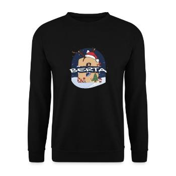 Toller Berta-Name mit Weihnachtsmütze im Weihnachtsthema - Unisex Pullover - Schwarz - Vorne - Alina (178cm) & Michal (187cm)