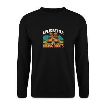 La vie est meilleure en chaussures de randonnée randonneurs - Sweat-shirt Unisexe - noir - Devant - Alina (178cm) & Michal (187cm)