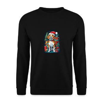 Drôle de beagle avec chapeau de Père Noël - Sweat-shirt Unisexe - noir - Devant - Alina (178cm) & Michal (187cm)