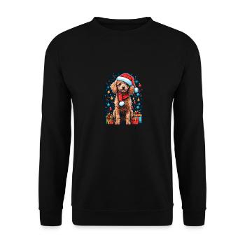 Drôle de caniche avec chapeau de Père Noël - Sweat-shirt Unisexe - noir - Devant - Alina (178cm) & Michal (187cm)