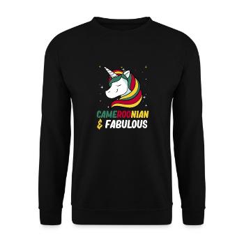Kamerun Flagge Kamerun - Unisex Pullover - Schwarz - Vorne - Alina (178cm) & Michal (187cm)