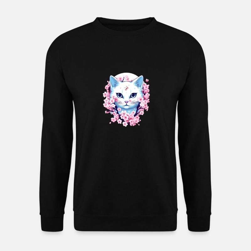 Kawaii Cat Japanese Retro Funny Anime Cat - Unisex Pullover - Schwarz