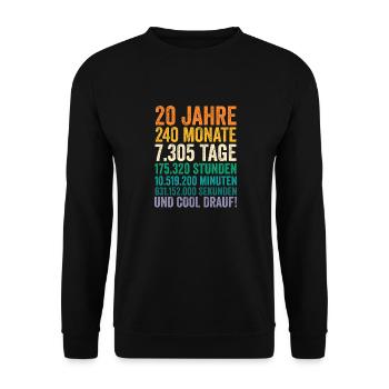 20 Jahre Zwanzigster Geburtstag - Unisex Pullover - Schwarz - Vorne - Alina (178cm) & Michal (187cm)