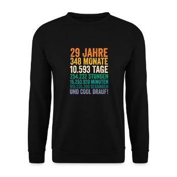 29 Jahre Neunundzwanzigster Geburtstag - Unisex Pullover - Schwarz - Vorne - Alina (178cm) & Michal (187cm)