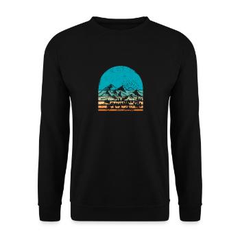 Berge Wildtiere Bäume Draußen Natur Retro Wald - Unisex Pullover - Schwarz - Vorne - Alina (178cm) & Michal (187cm)