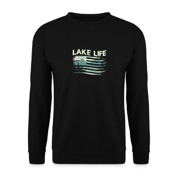 Lake Life Fisherman Bass Fishing Boat Sailing Funny - Unisex Sweatshirt - black - Front - Alina (178cm) & Michal (187cm)