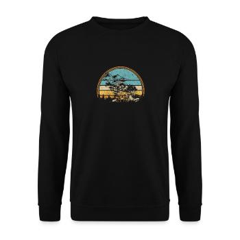 Retro Forest Mountain Hiking Hobby Sport Hiker - Unisex Sweatshirt - black - Front - Alina (178cm) & Michal (187cm)