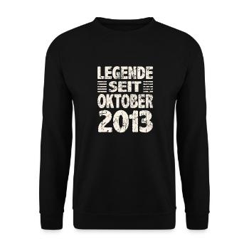 Oktober 2013 Legende seit 10 Jahren Mann Frau - Unisex Pullover - Schwarz - Vorne - Alina (178cm) & Michal (187cm)