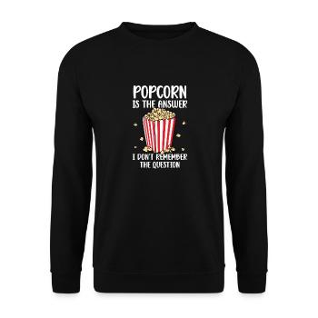 Funny Popcorn est la réponse Je ne me souviens pas Le Q - Sweat-shirt Unisexe - noir - Devant - Alina (178cm) & Michal (187cm)